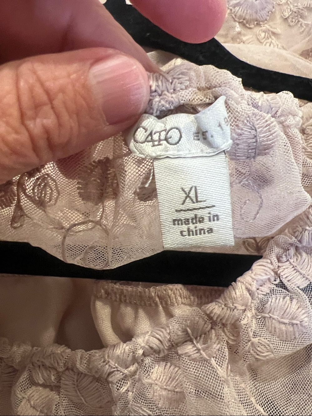 Cato Blush Sheer Embroidered lace Peasant Blouse size x large - Picture 9 of 9